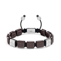 Men's Ceramic Flatbead Bracelet in Dark Red and Sterling Silver