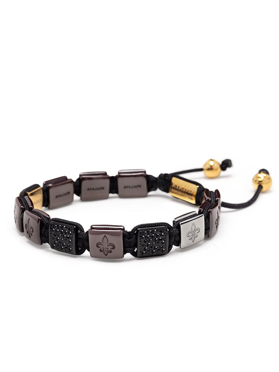 Nialaya Men's Flatbead Bracelet Men's Ceramic Flatbead Bracelet in Red and Black