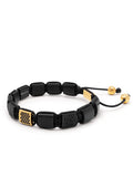 Nialaya Men's Flatbead Bracelet The CZ Flatbead Collection - Black Onyx and Black CZ