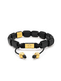 Nialaya Men's Flatbead Bracelet The CZ Flatbead Collection - Black Onyx and Black CZ