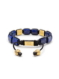Nialaya Men's Flatbead Bracelet The CZ Flatbead Collection - Blue Lapis and Black CZ