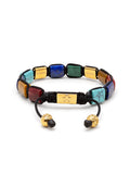 Nialaya Men's Flatbead Bracelet The Dorje Flatbead Collection - Blue Lapis, Green Jade, Brown Tiger Eye, Red Jade and Turquoise