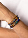 Nialaya Men's Flatbead Bracelet The Dorje Flatbead Collection - Blue Lapis, Green Jade, Brown Tiger Eye, Red Jade and Turquoise