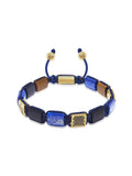 Nialaya Men's Flatbead Bracelet The Dorje Flatbead Collection - Blue Lapis, Matte Onyx, and Brown Tiger Eye