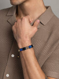 Nialaya Men's Flatbead Bracelet The Dorje Flatbead Collection - Blue Lapis, Matte Onyx, and Brown Tiger Eye