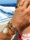 Nialaya Men's Flatbead Bracelet The Dorje Flatbead Collection - Matte Onyx and Brown Tiger Eye