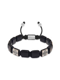 Nialaya Men's Flatbead Bracelet The Dorje Flatbead Collection - Matte Onyx and Silver