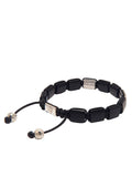 Nialaya Men's Flatbead Bracelet The Dorje Flatbead Collection - Matte Onyx and Silver