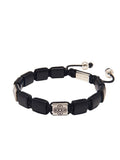 Nialaya Men's Flatbead Bracelet The Dorje Flatbead Collection - Matte Onyx and Silver