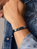 Nialaya Men's Flatbead Bracelet The Dorje Flatbead Collection - Matte Onyx and Silver