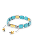 Nialaya Men's Flatbead Bracelet The Dorje Flatbead Collection - Turquoise and Gold
