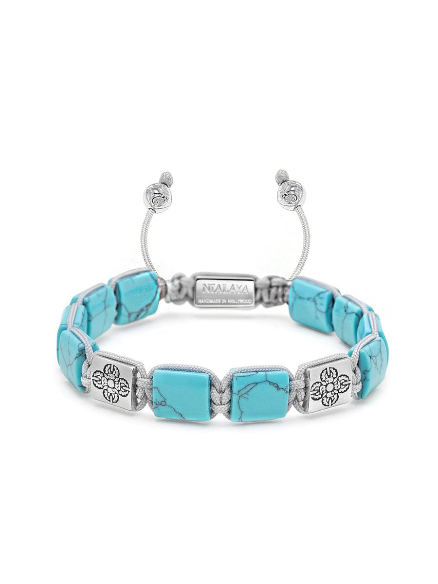 Turquoise and Silver Dorje Flatbead Bracelet