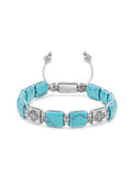 Nialaya Men's Flatbead Bracelet The Dorje Flatbead Collection - Turquoise and Silver