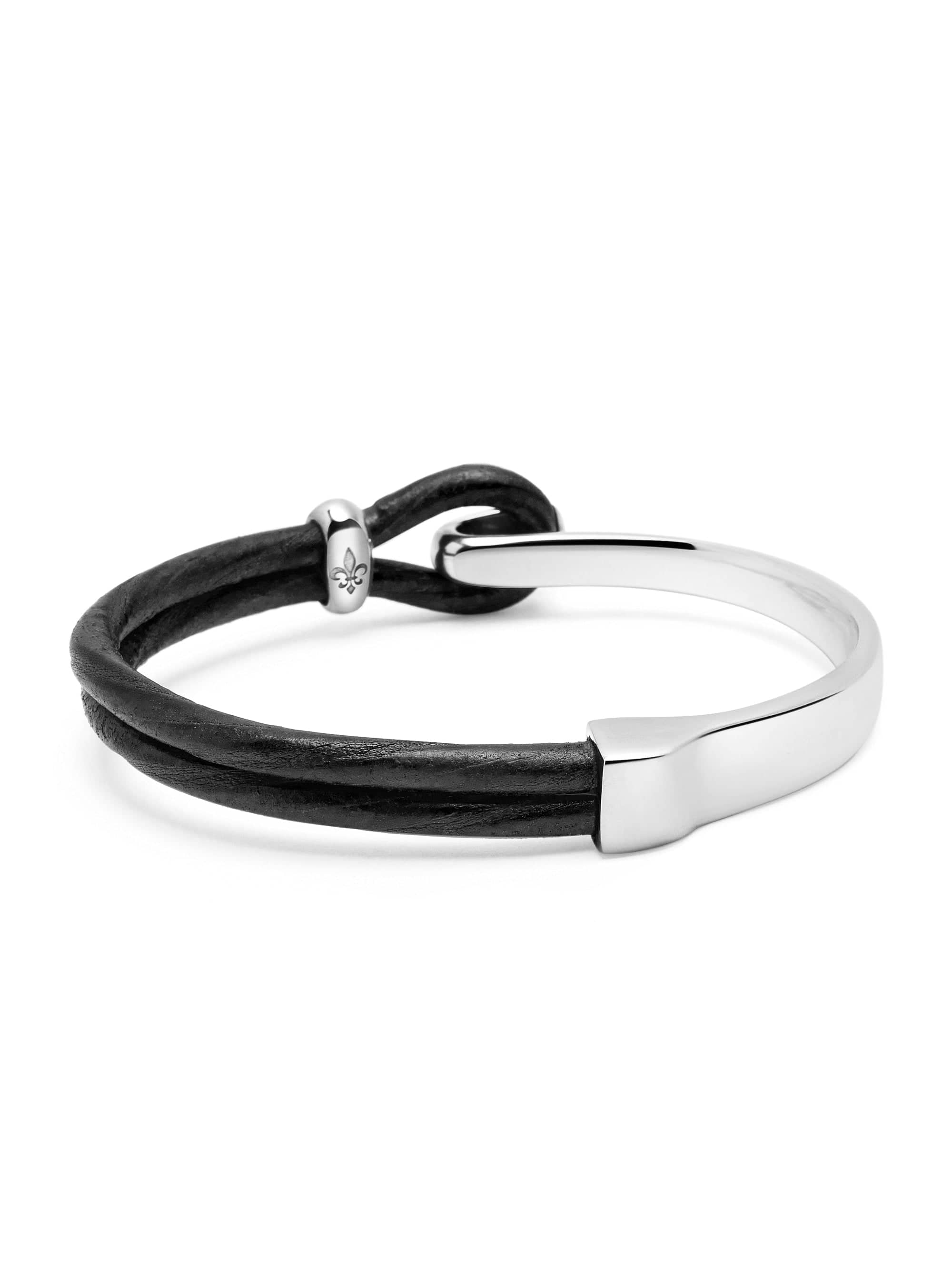 Nialaya Men's Leather Bracelet Leather & Sterling Silver Hook Bracelet Leather & Sterling Silver Hook Bracelet