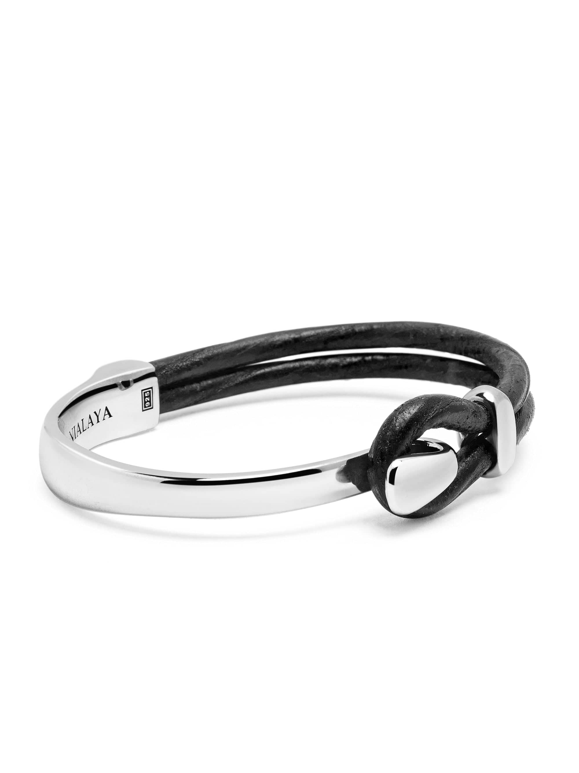 Nialaya Men's Leather Bracelet Leather & Sterling Silver Hook Bracelet Leather & Sterling Silver Hook Bracelet
