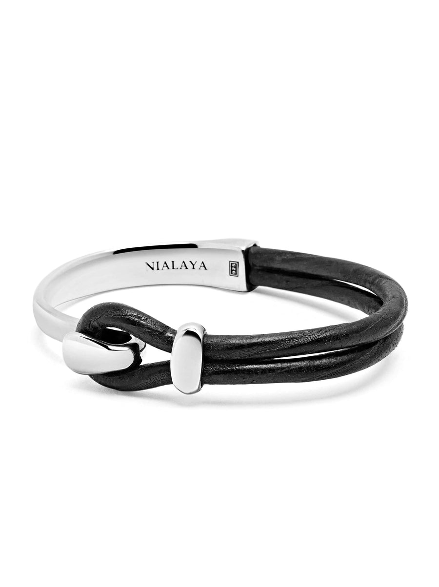 Sterling Silver Hook Leather Bracelet