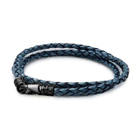 Men's Blue Wrap Around Leather Bracelet