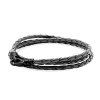 Men's Grey Metallic Wrap Around Leather Bracelet