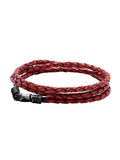 Nialaya Men's Leather Bracelet Men's Red Wrap Around Leather Bracelet