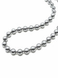 Nialaya Men's Necklace 10 mm Metallic Pearl Necklace with Silver 10 mm Metallic Pearl Necklace with Silver 20 Inches / 50.8 cm MNEC_388