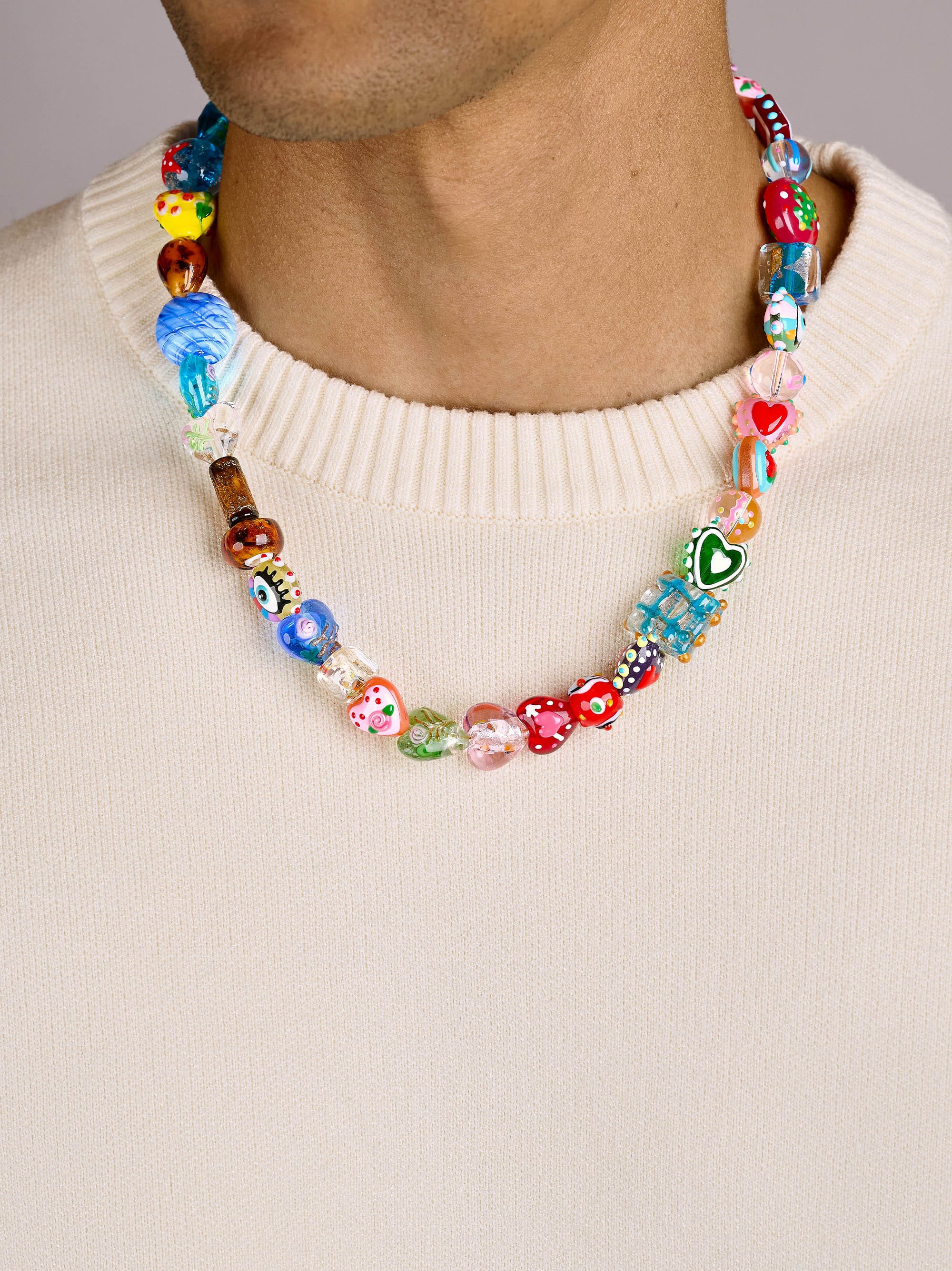 Nialaya Men's Necklace Beaded Charm Necklace Beaded Charm Necklace 20 Inches / 50.8 cm MNEC_455