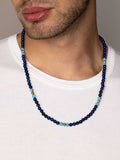 Nialaya Men's Necklace Beaded Necklace with Blue Lapis, Turquoise, and Gold 24 Inches / 60.96 cm MNEC_230