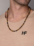 Nialaya Men's Necklace Beaded Necklace with Brown Tiger Eye and Gold 24 Inches / 60.96 cm MNEC_229