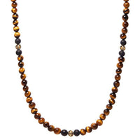 Beaded Necklace with Brown Tiger Eye and Gold