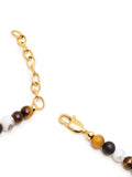 Nialaya Men's Necklace Beaded Necklace with Brown Tiger Eye, Howlite, and Onyx 24 Inches / 60.96 cm MNEC_228