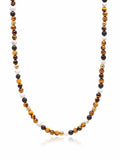 Nialaya Men's Necklace Beaded Necklace with Brown Tiger Eye, Howlite, and Onyx 24 Inches / 60.96 cm MNEC_228