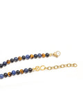 Nialaya Men's Necklace Beaded Necklace with Dumortierite, Brown Tiger Eye, and Gold 24 Inches / 60.96 cm MNEC_227