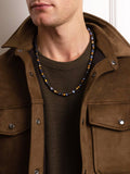 Nialaya Men's Necklace Beaded Necklace with Dumortierite, Brown Tiger Eye, and Gold 24 Inches / 60.96 cm MNEC_227