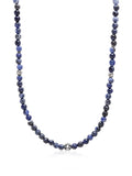 Beaded Necklace with Faceted Dumortierite and Silver