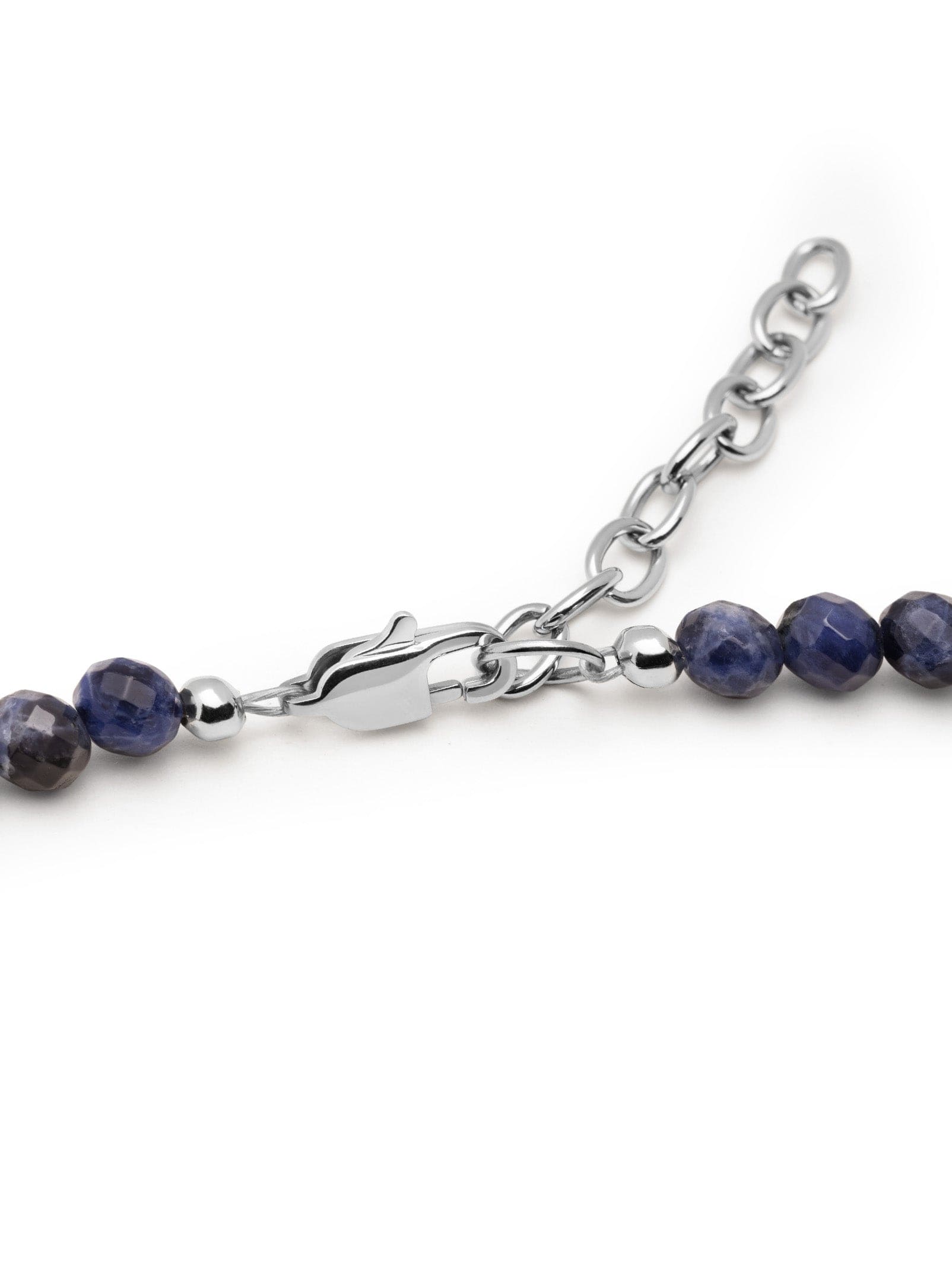 Nialaya Men's Necklace Beaded Necklace with Faceted Dumortierite and Silver 24 Inches / 60.96 cm MNEC_286