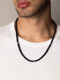 Nialaya Men's Necklace Beaded Necklace with Matte Onyx and Silver 24 Inches / 60.96 cm MNEC_232