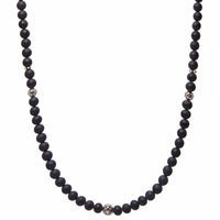 Beaded Necklace with Matte Onyx and Silver