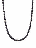 Nialaya Men's Necklace Beaded Necklace with Matte Onyx and Silver 24 Inches / 60.96 cm MNEC_232