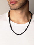 Nialaya Men's Necklace Beaded Necklace with Matte Onyx and Silver 24 Inches / 60.96 cm MNEC_232