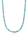 Nialaya Men's Necklace Beaded Necklace with Turquoise and Silver 24 Inches / 60.96 cm MNEC_231