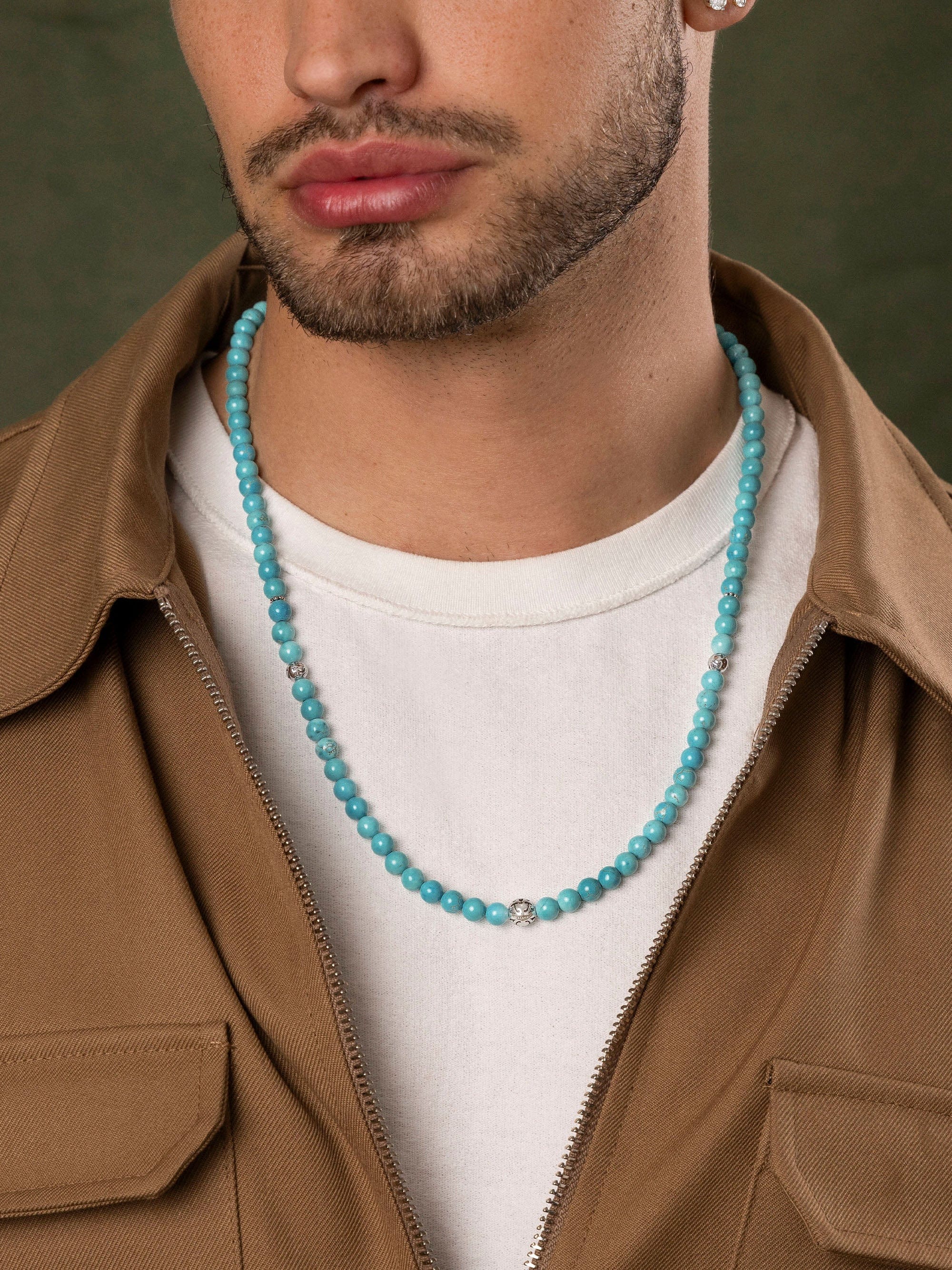 Beaded Necklace with Turquoise and Silver Nialaya