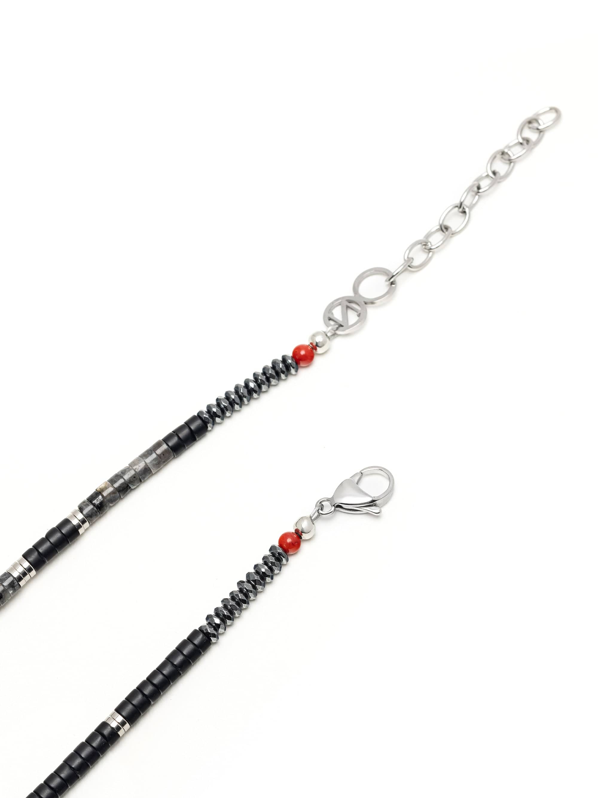 Nialaya Men's Necklace Black Onyx & Labradorite Heishi Necklace Black Onyx & Labradorite Heishi Necklace 25 Inches / 63.50 cm MNEC_454