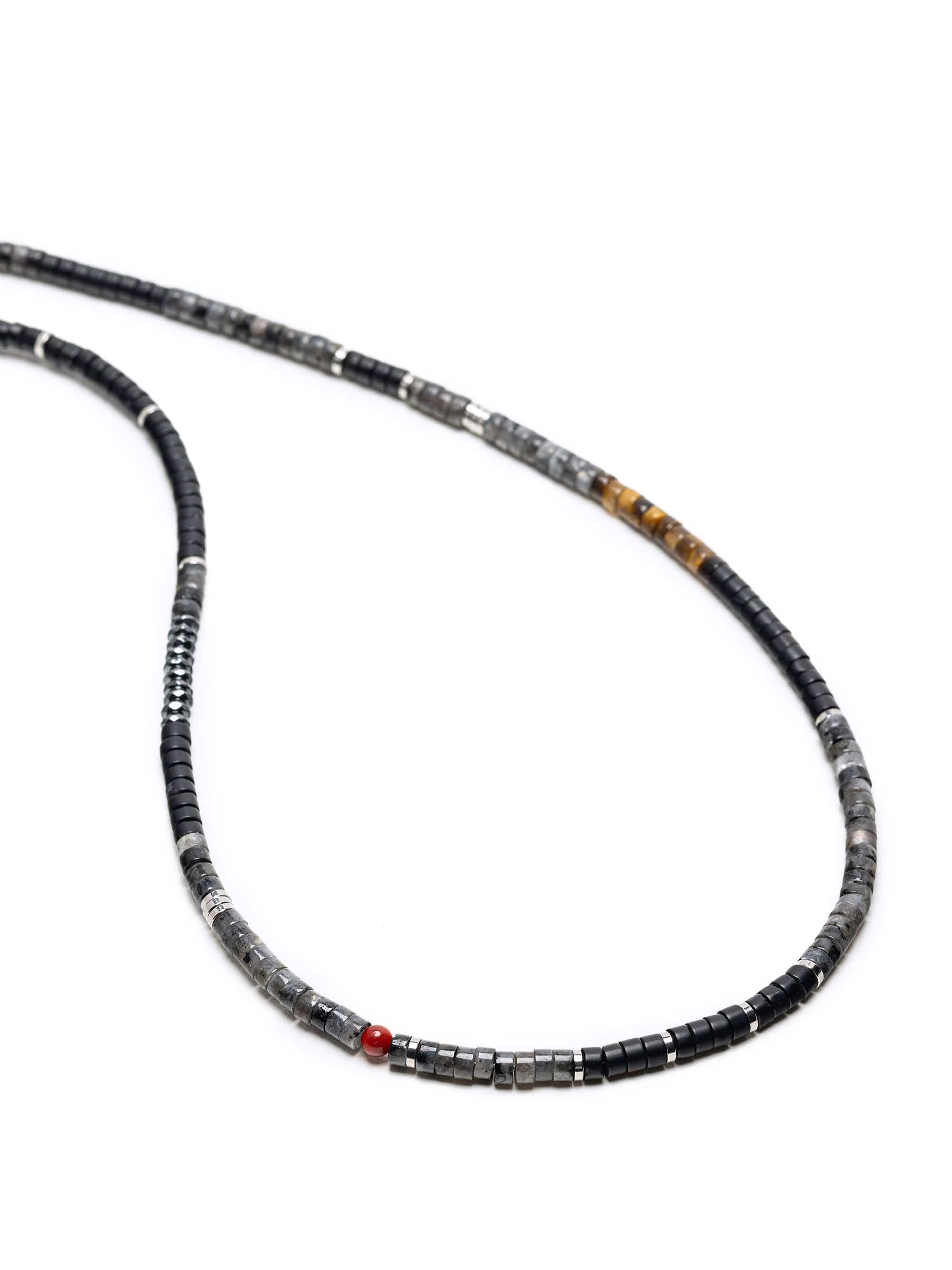 Nialaya Men's Necklace Black Onyx & Labradorite Heishi Necklace Black Onyx & Labradorite Heishi Necklace 25 Inches / 63.50 cm MNEC_454