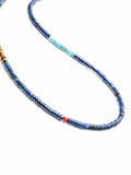 Nialaya Men's Necklace Blue Lapis Heishi Necklace with Tiger Eye and Turquoise 25 Inches / 63.50 cm MNEC_131