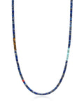 Nialaya Men's Necklace Blue Lapis Heishi Necklace with Tiger Eye and Turquoise 26 Inches / 66.04 cm MNEC_131