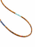 Nialaya Men's Necklace Brown Tiger Eye Heishi Necklace with Blue Lapis and Turquoise 25 Inches / 63.50 cm MNEC_132