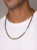 Nialaya Men's Necklace Brown Tiger Eye Heishi Necklace with Blue Lapis and Turquoise 25 Inches / 63.50 cm MNEC_132