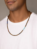 Nialaya Men's Necklace Brown Tiger Eye Heishi Necklace with Blue Lapis and Turquoise 26 Inches / 66.04 cm MNEC_132