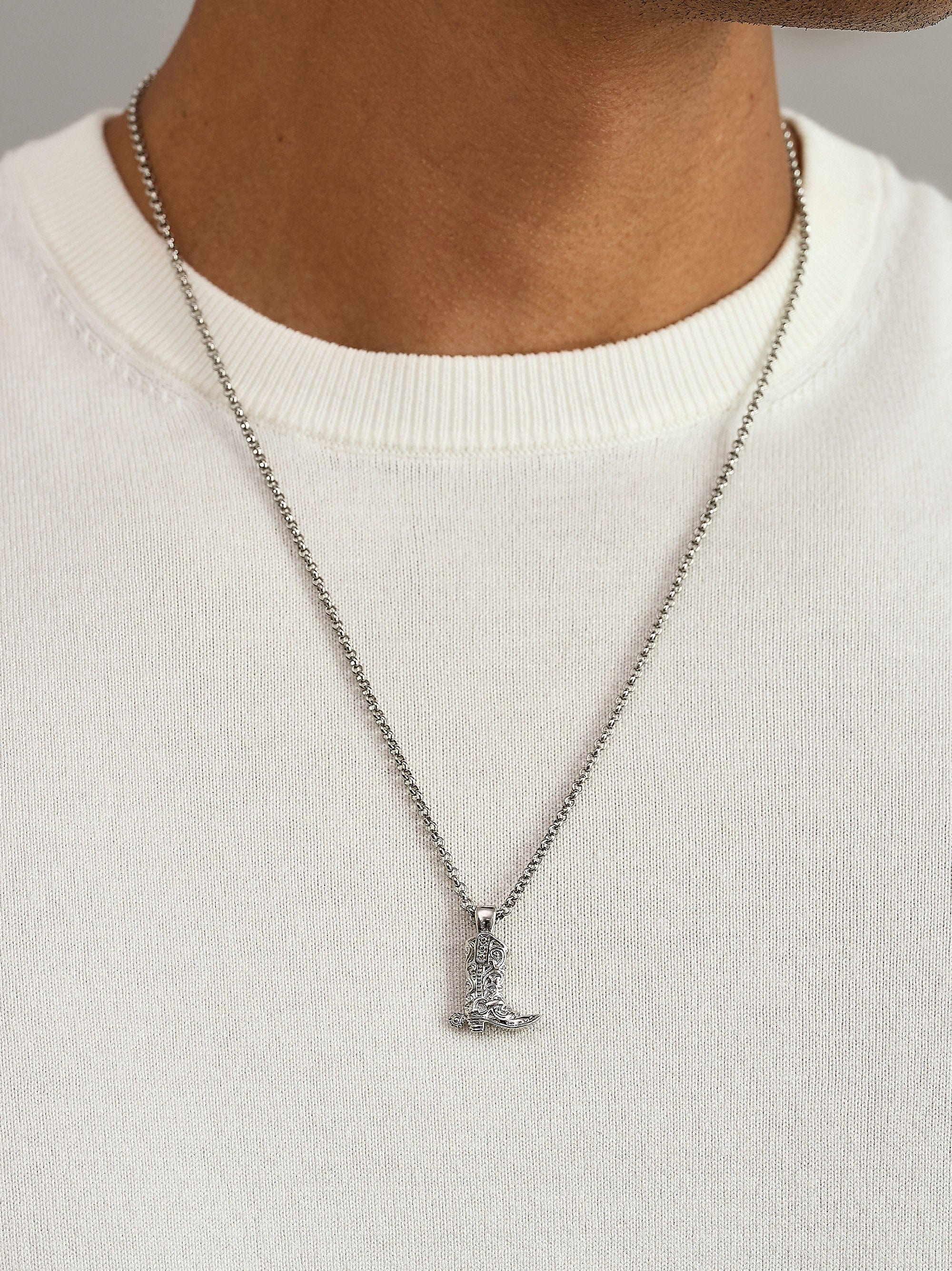 Nialaya Men's Necklace Cowboy Charm Necklace Cowboy Charm Necklace 22 Inches MNEC_430