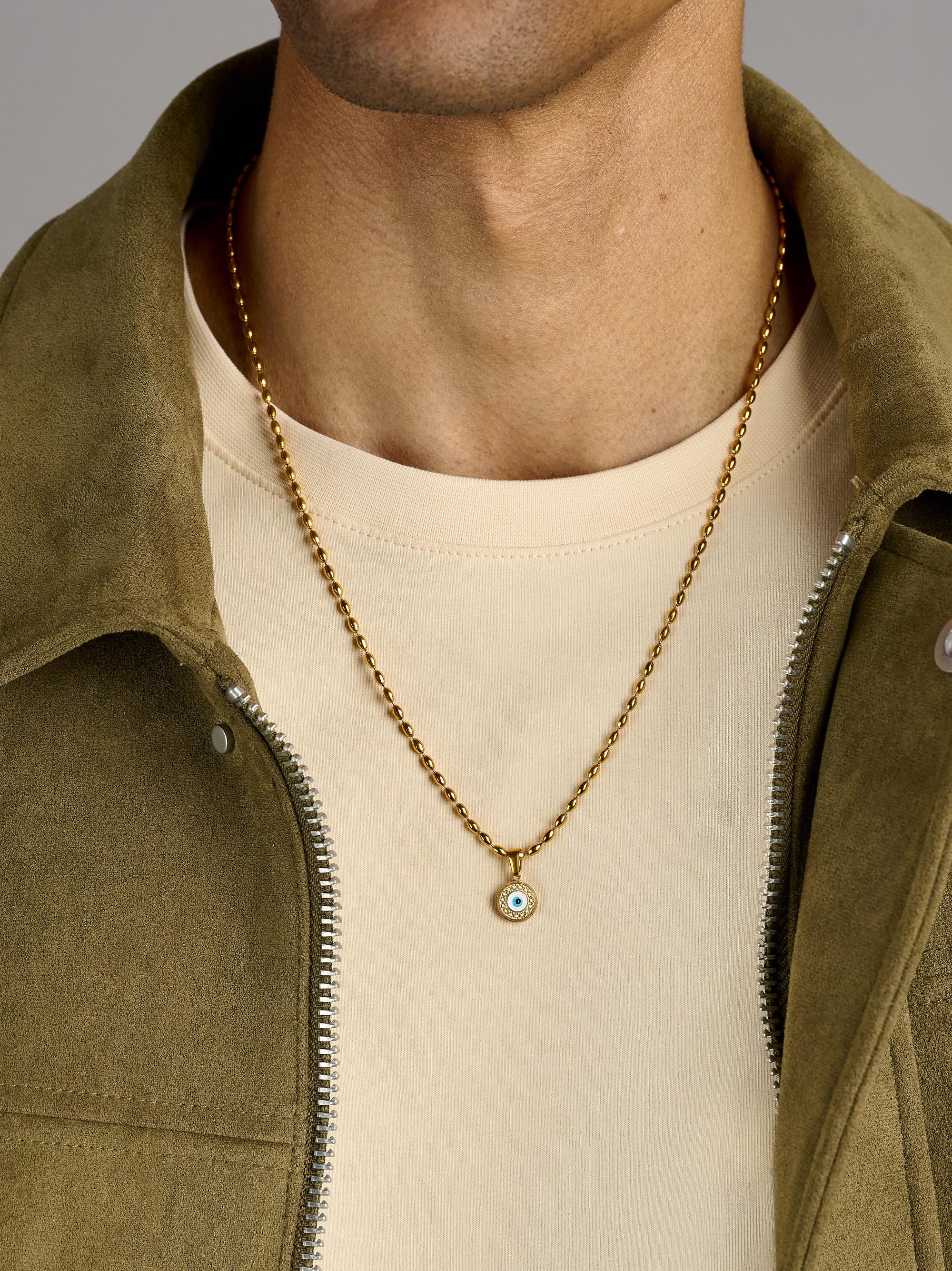 Nialaya Men's Necklace Evil Eye Beaded Chain Necklace Evil Eye Beaded Chain Necklace