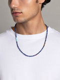 Nialaya Men's Necklace Faceted Dumortierite Necklace with Tiger Eye and Turquoise 25 Inches / 63.50 cm MNEC_285